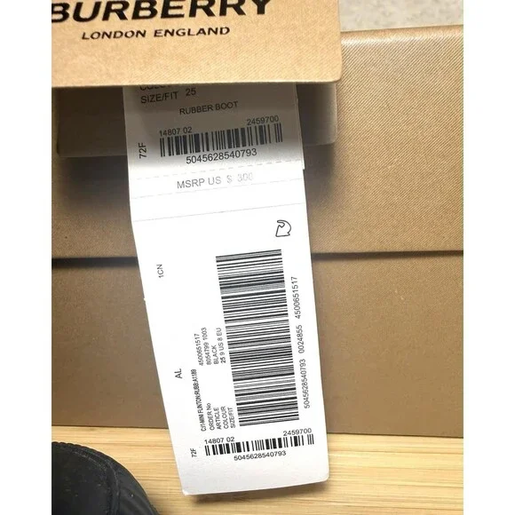 Burberry Flinton Black Rubber Rain Boots Toddler US 8 EUR 25 NEW - Picture 5 of 8